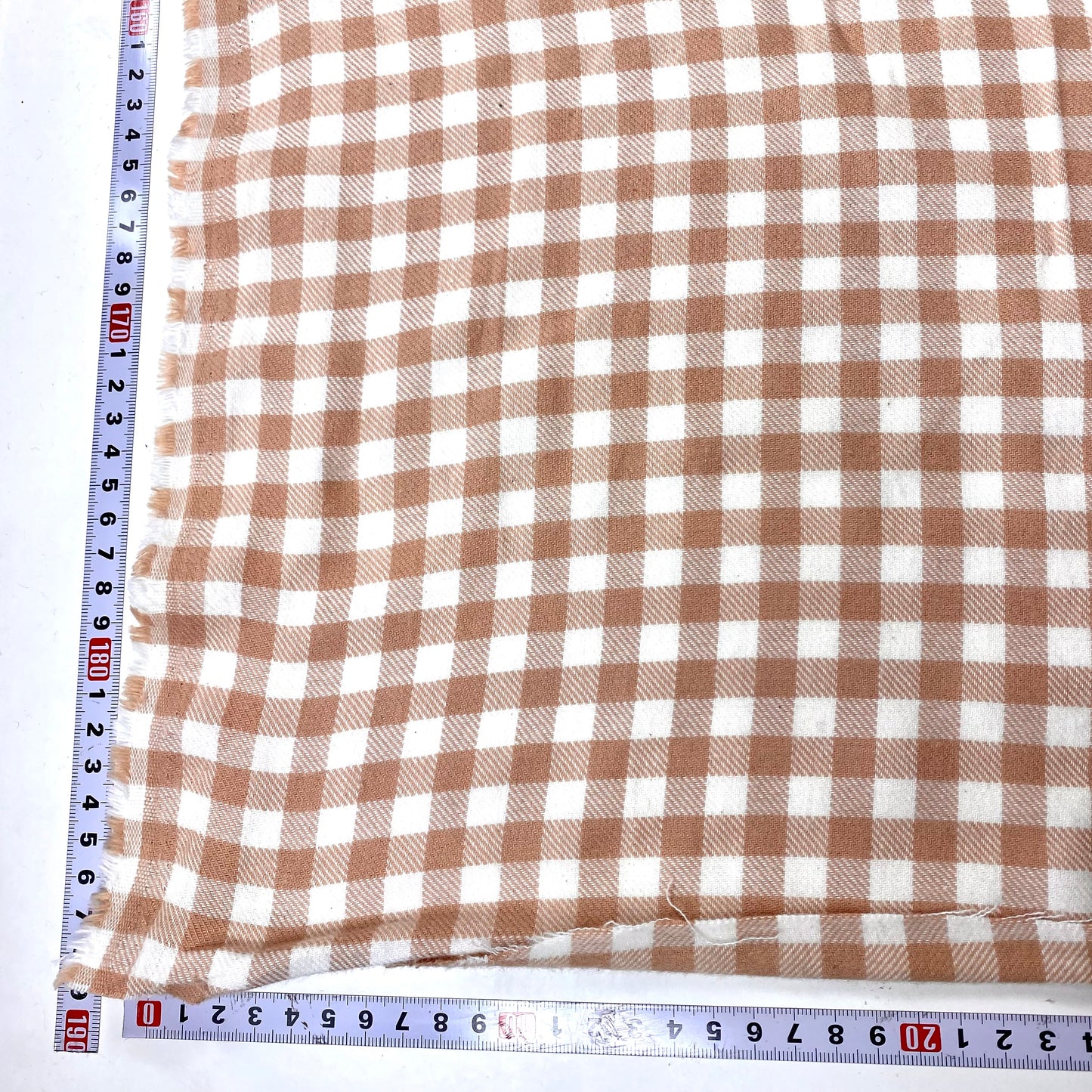 Franela de cuadros vichy beige y blanca