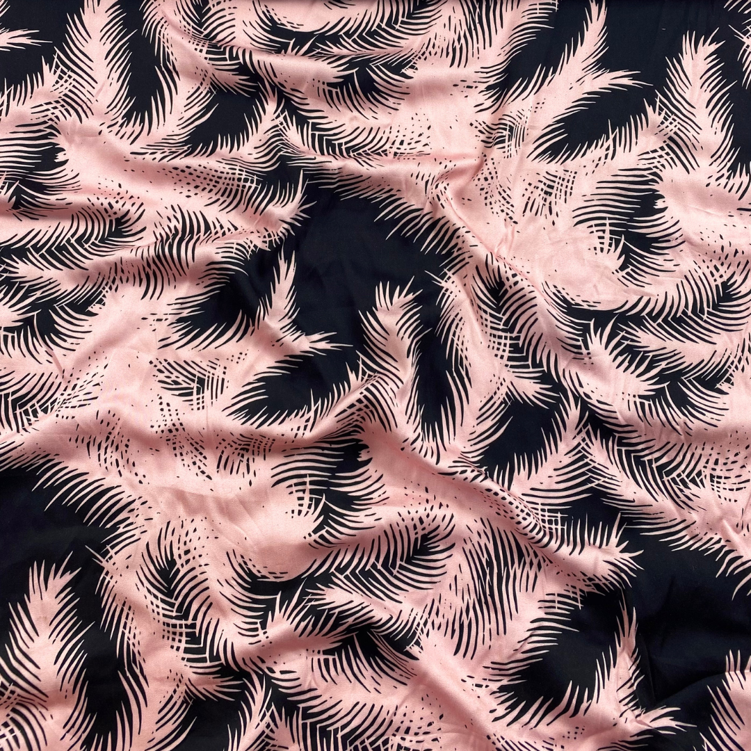 Popelina de satén negra y rosa