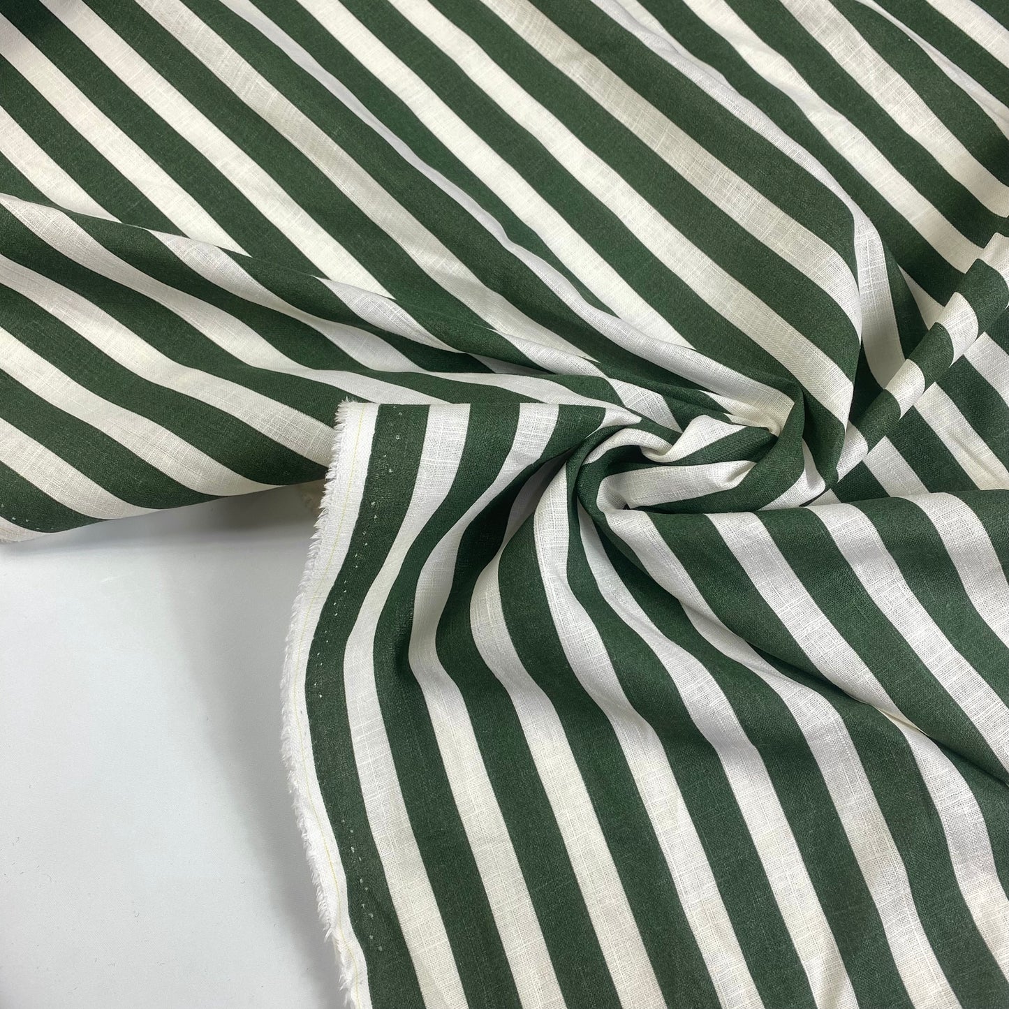 Linho riscas cru e verde escuro