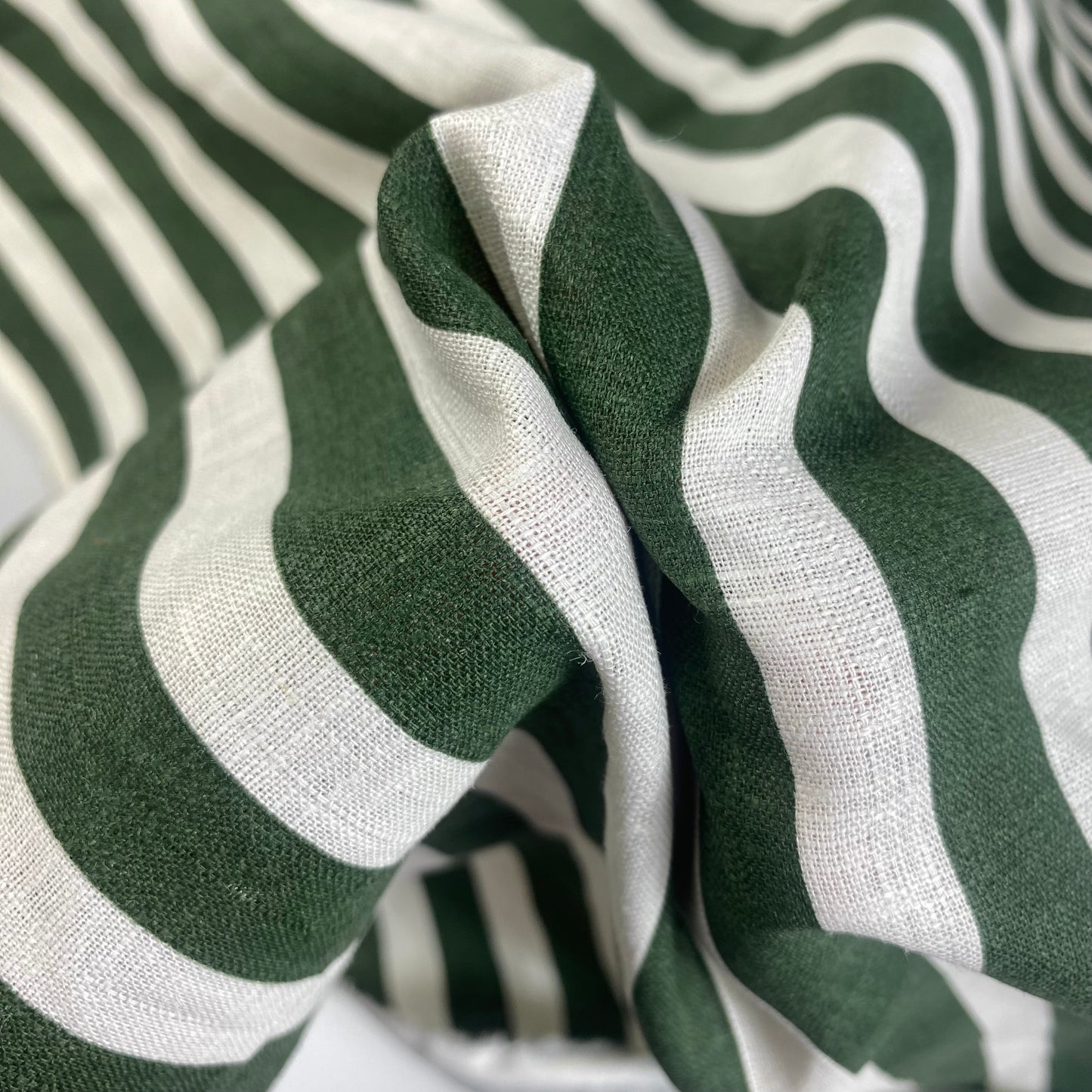 Linho riscas cru e verde escuro
