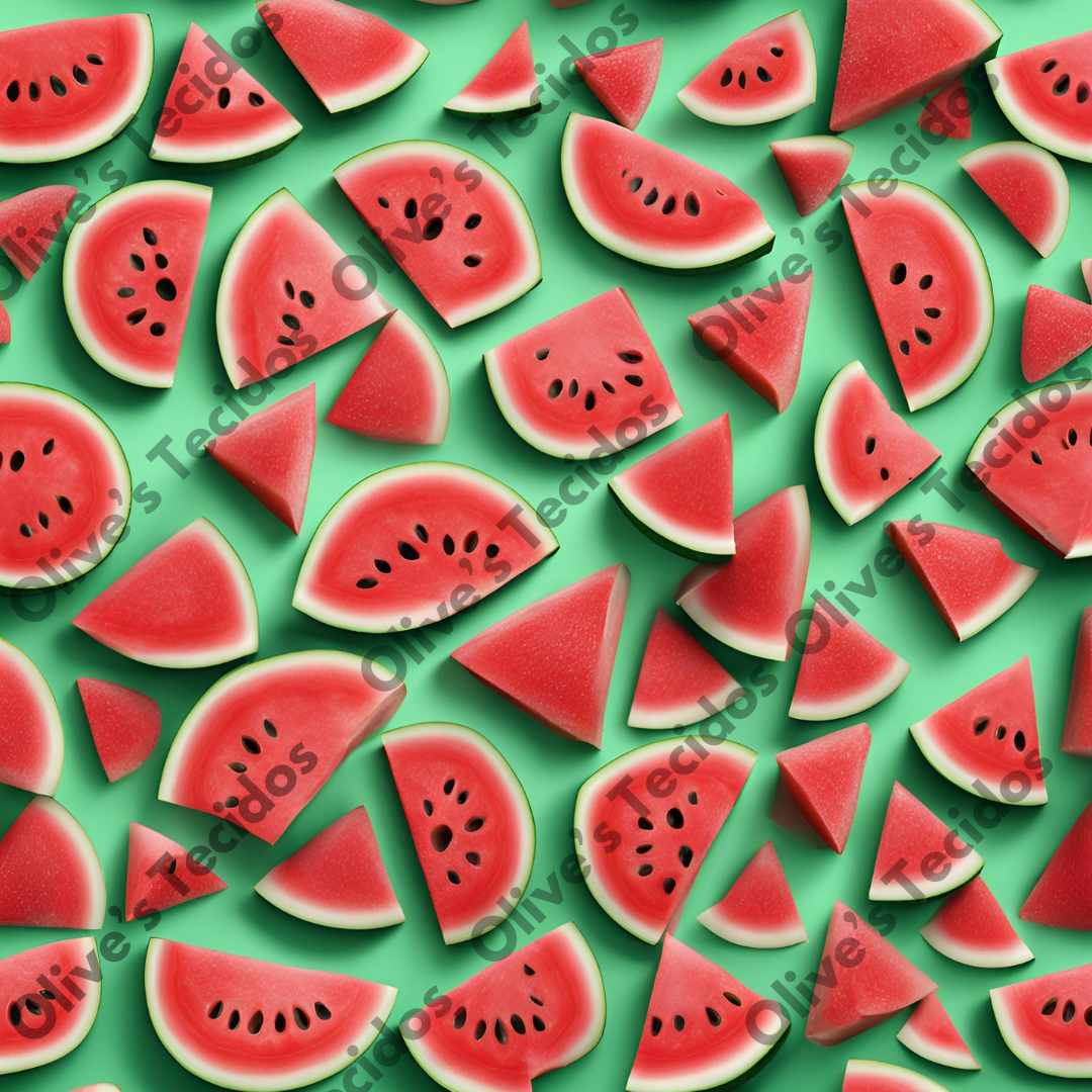 Watermelons pattern with green background