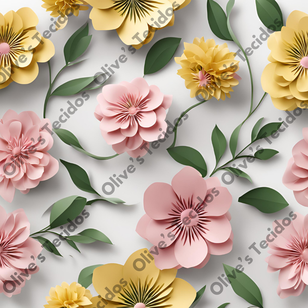 OT011 - padrão flores com fundo branco