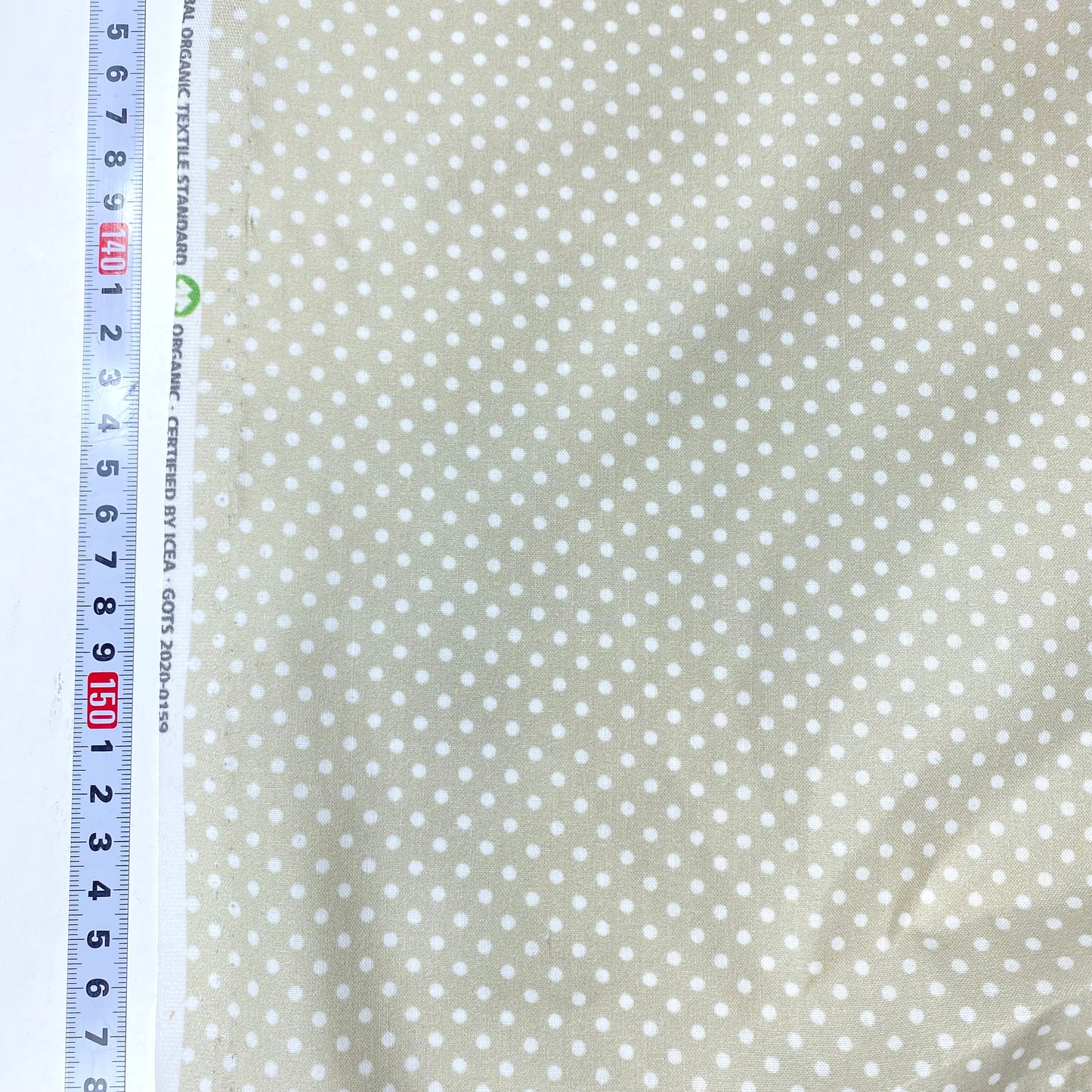Cambray 100% Algodón Beige Con Puntos Blancos