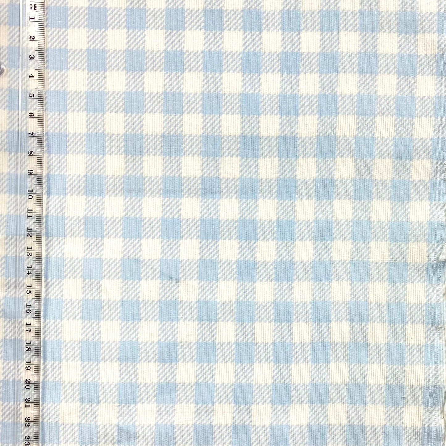 Pana con estampado de cuadros vichy azul bebé