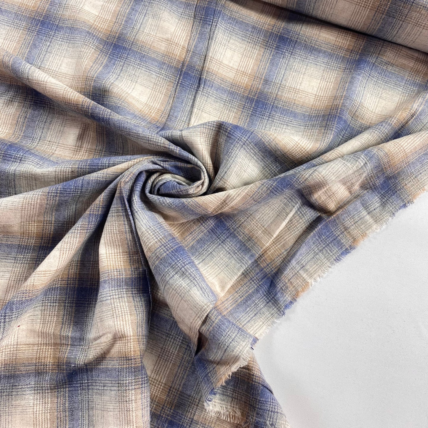 Vaiela beige con rayas azules y doradas
