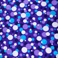 Lycra roxo, com bolas brancas, lilás e azul