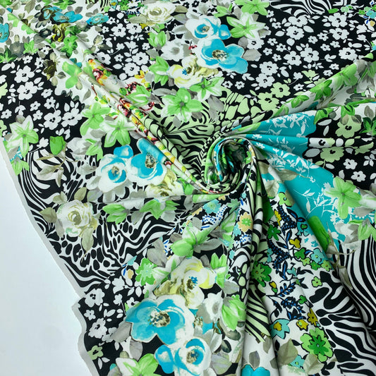 Malla de lycra con estampado tropical