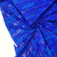 Lycra estampada de color azul con detalles de purpurina.