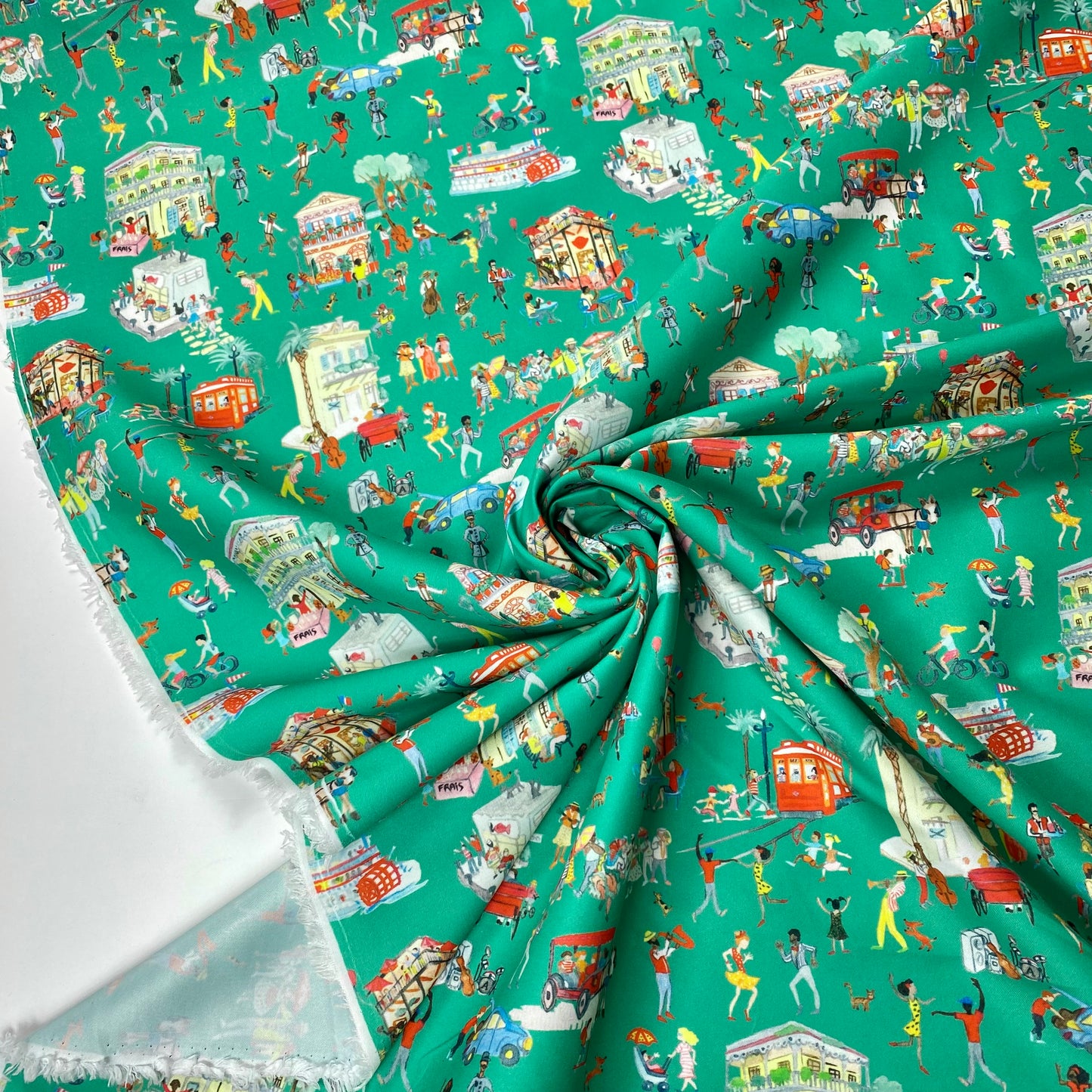 Tactel verde com padrão