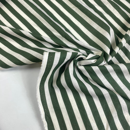 Linho riscas cru e verde escuro