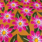 Linho amarelo com flores rosa