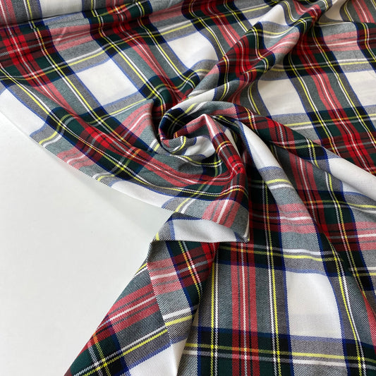 Tartán escocés blanco, verde y rojo