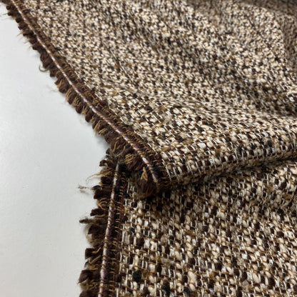 Tweed marrón, blanco y amarillo tostado