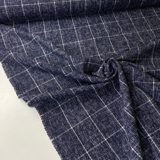 Tweed azul marino y blanco