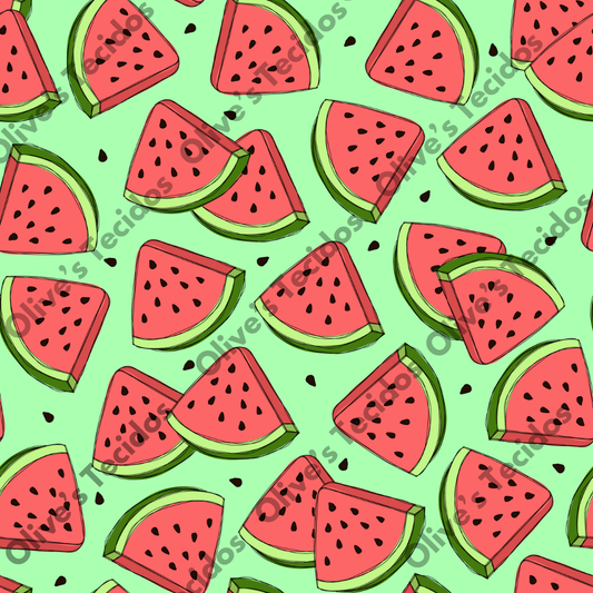 Watermelons pattern with green background
