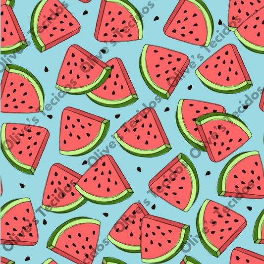 Watermelons pattern with green background