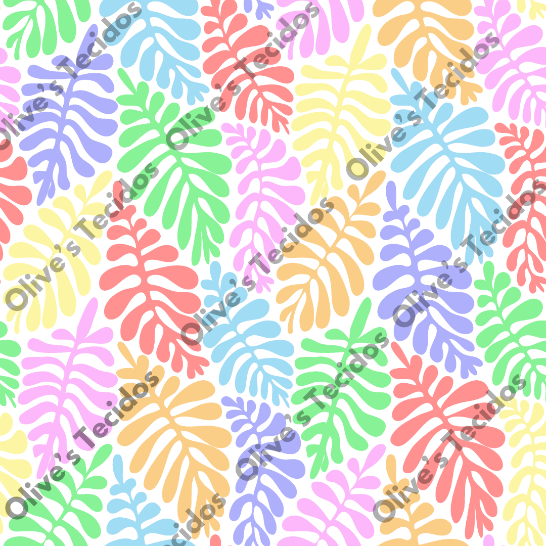 OT071 - padrão folhas coloridas