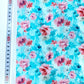 Cambray 100% Algodón Con Fondo Verdoso y Flores Rosas