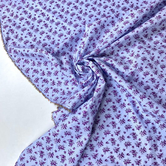 Cambray 100% Algodón con Fondo Lila Claro y Flores Moradas