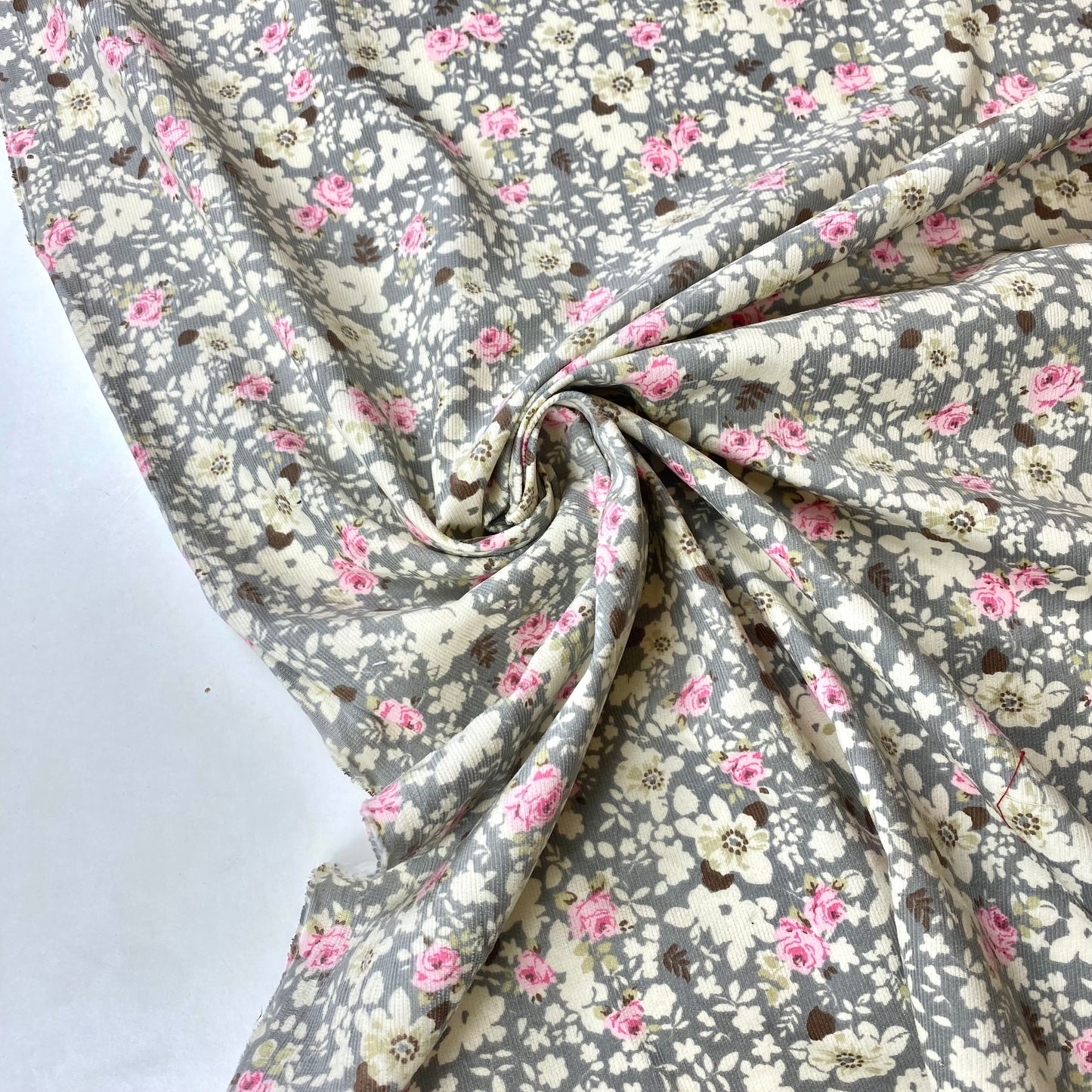Bombacha 100% Algodón Fondo Gris Con Flores Rosas Y Beiges