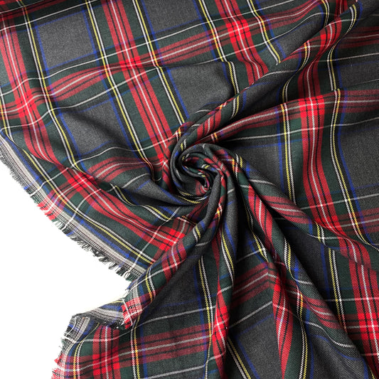Tartan Escocês Cinzento Riscas Azuis, Vermelhas, Verdes e Amarelas