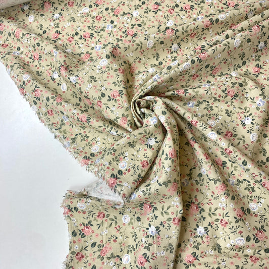 Cambray beige con estampado floral