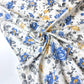 Sarga 100% Algodón Perla Con Flores Azules y Amarillas