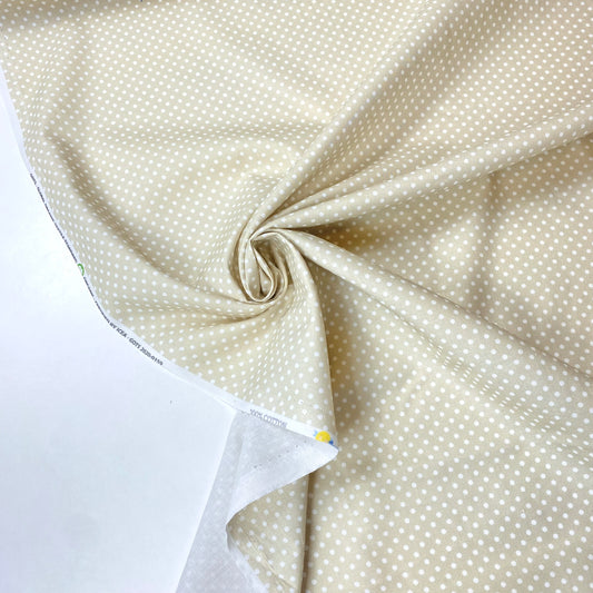 Cambray 100% Algodón Beige Con Puntos Blancos