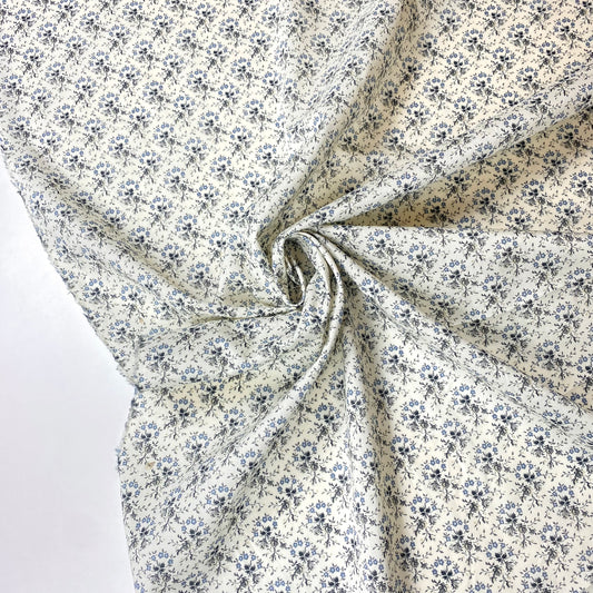 Popelín 100% Algodón Beige Con Flores Azules