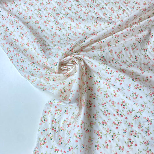 Popeline 100% Algodão Branca Com Flores Coloridas