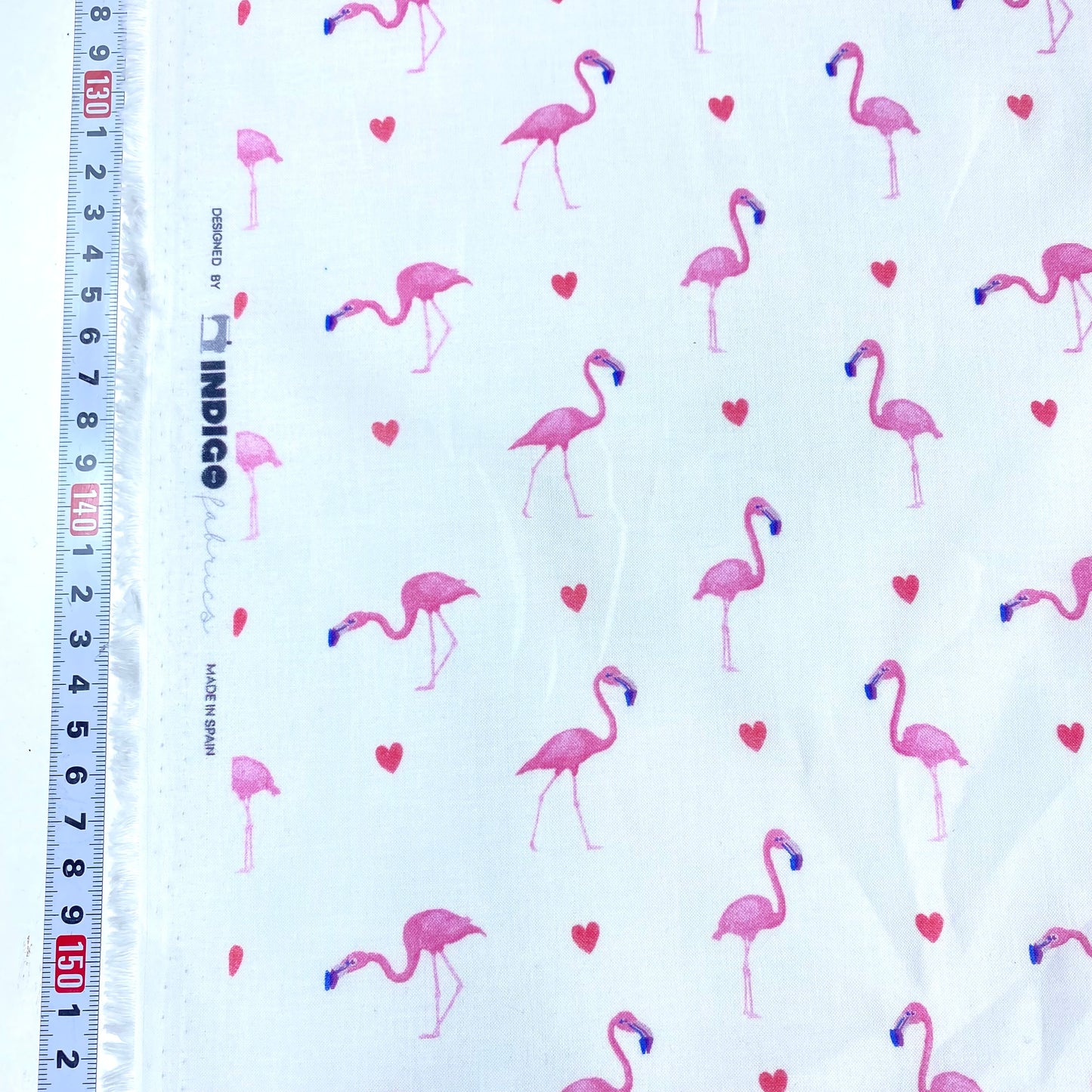 Popelina 100% Algodón Blanca Con Flamencos Rosas
