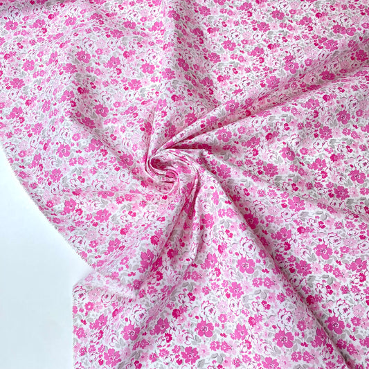 Cambraia 100% Algodão Branca Com Flores Rosa