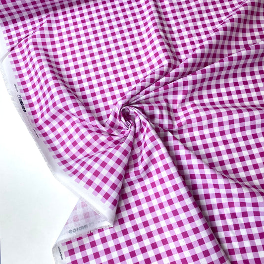 Cambraia 100% Algodão Vichy Rosa e Branco