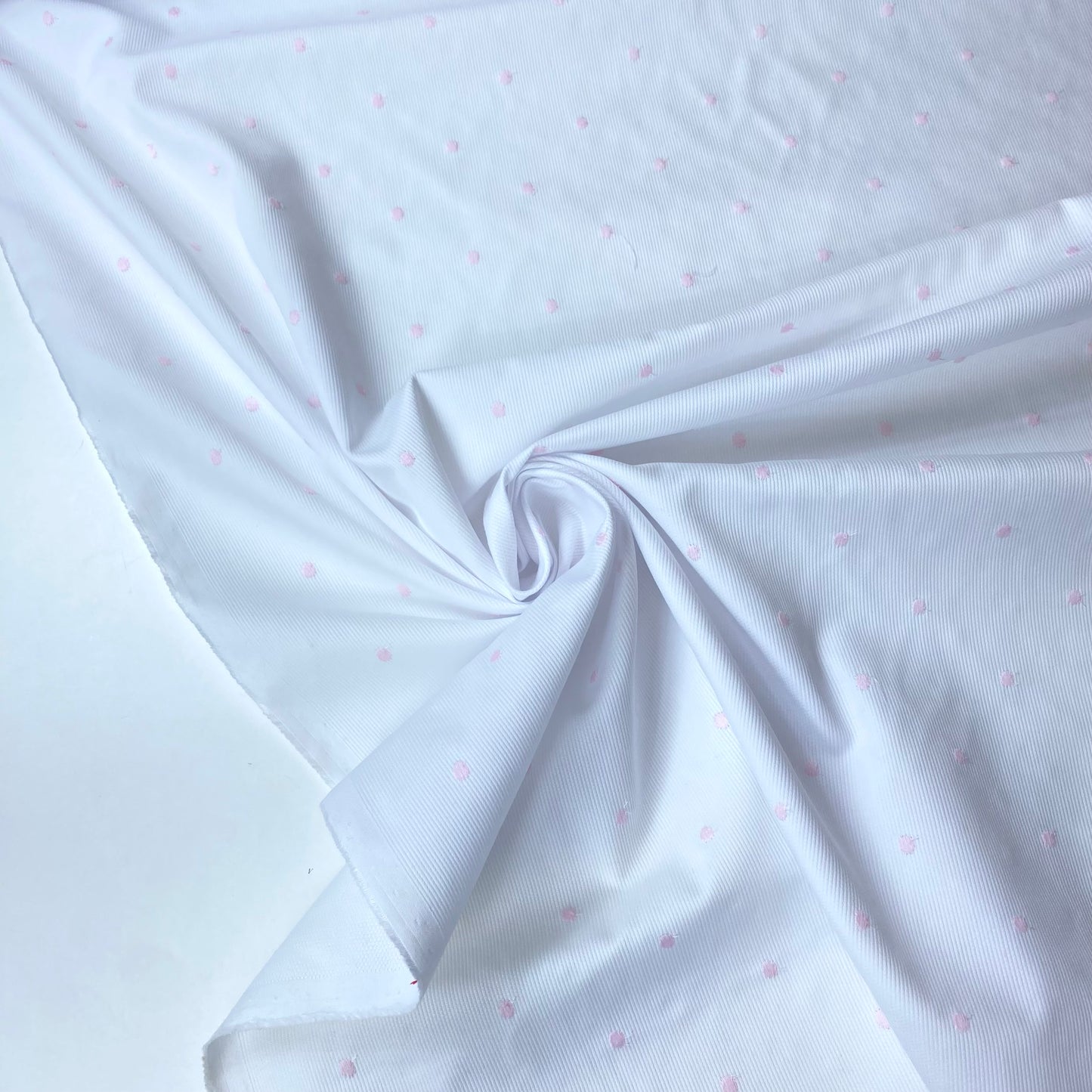 Fustán 100% Algodón Blanco Con Bolas Rosa Claro Bordadas