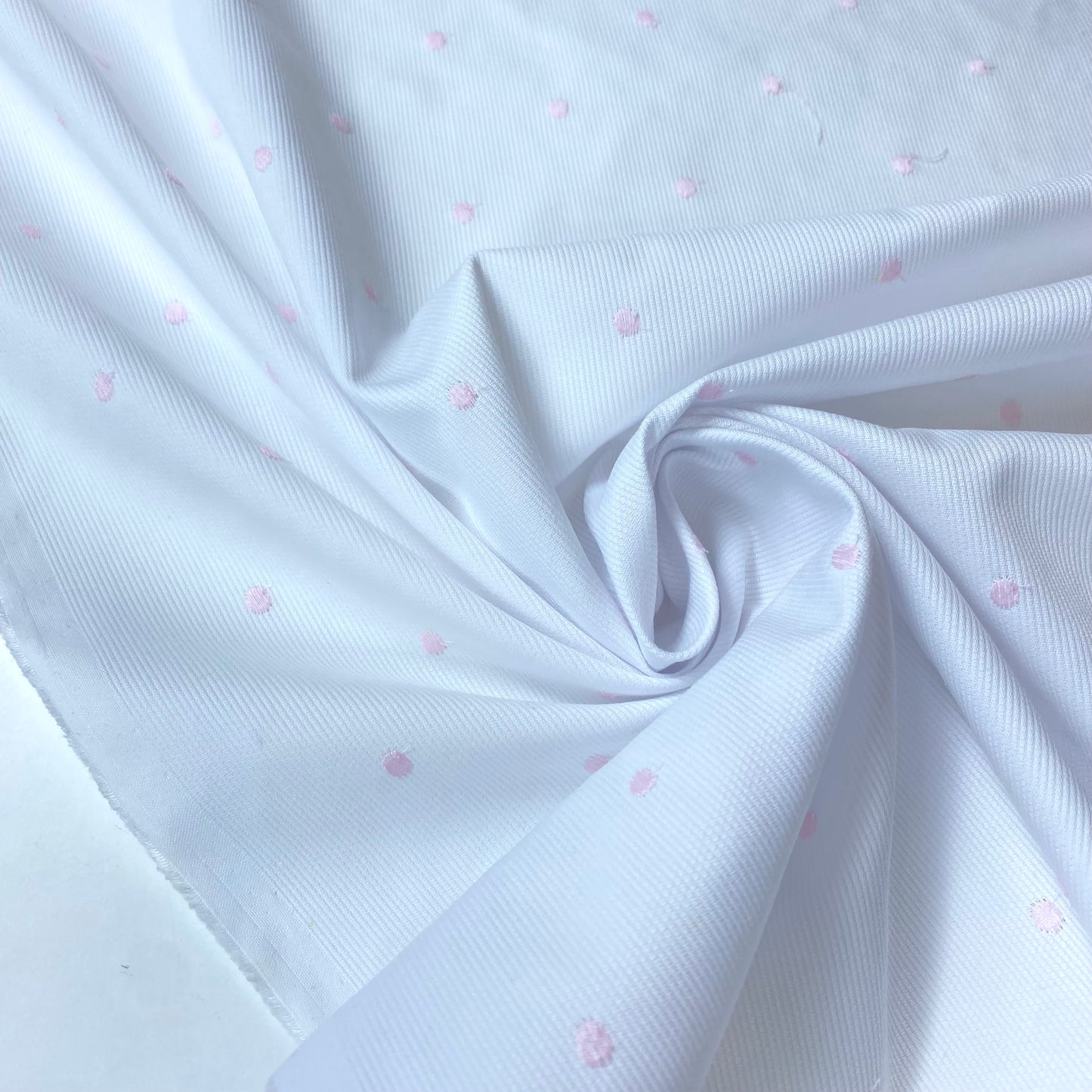 Fustán 100% Algodón Blanco Con Bolas Rosa Claro Bordadas