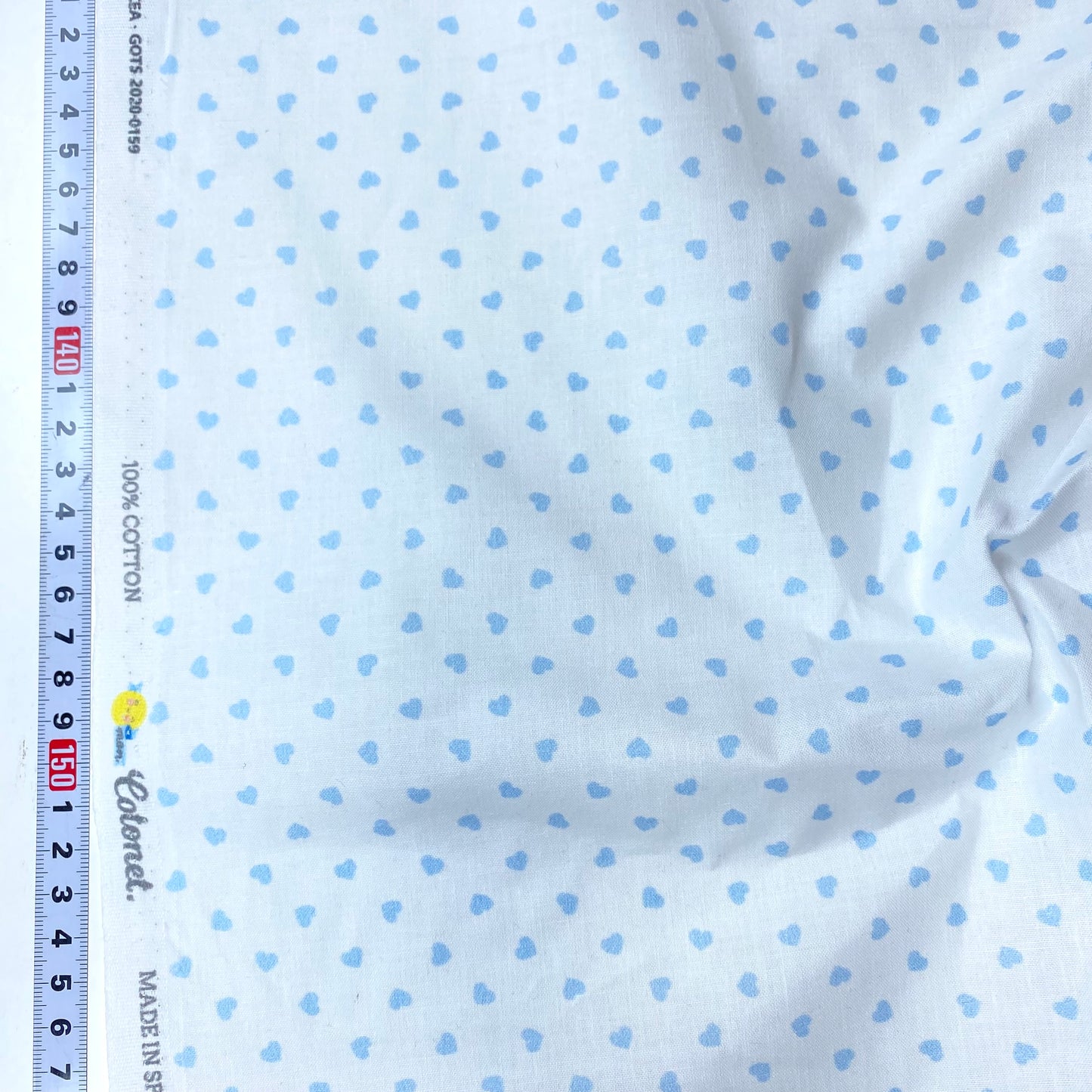 Cambray 100% Algodón Blanco Con Corazones Azules