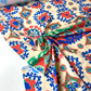 Lycra Com Padrão Cores Bege, Azul e Laranja