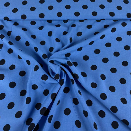 Blue crepe with black dots