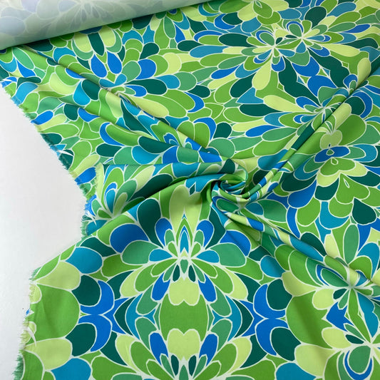Malha interlock azul e verde