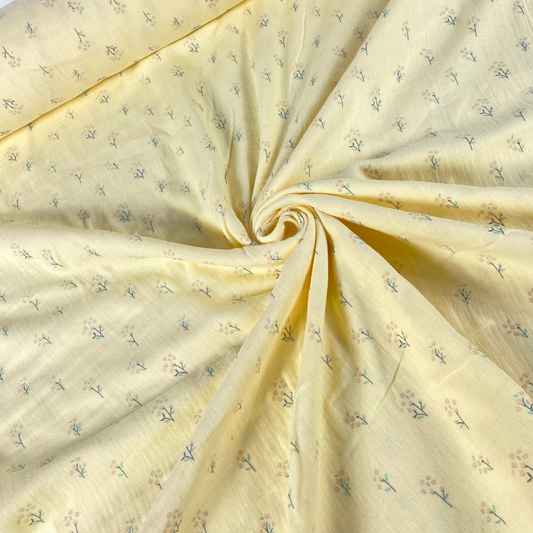 Yellow double muslin with flowers