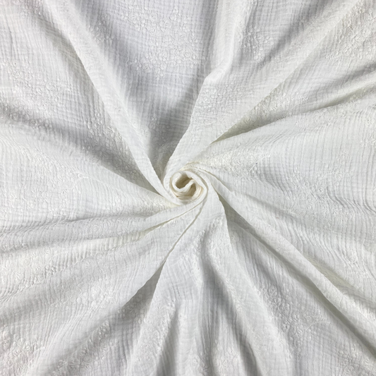 Raw white double muslin with embroidery