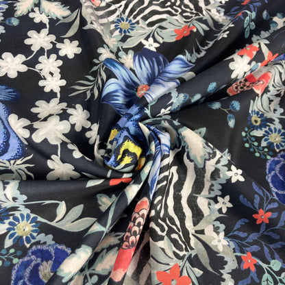 Cotton fabric with flowers and butterflies