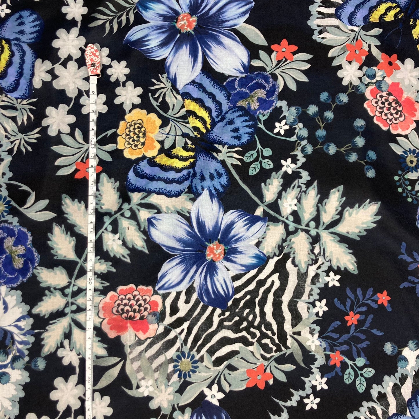 Cotton fabric with flowers and butterflies