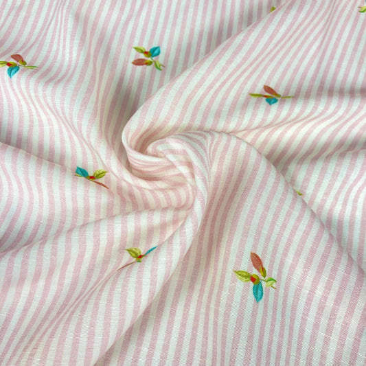 Fabric lined with stripes and flowers