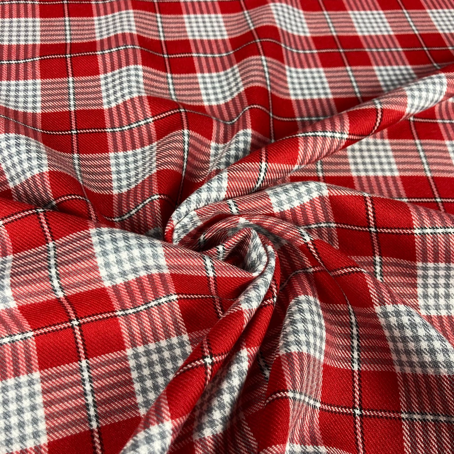 Tartan plaid in red and white tones