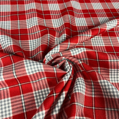 Tartan plaid in red and white tones