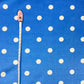 1x1 rib knit blue background with white dots