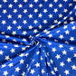 Malha rib 1x1 azul oceano com estrelas brancas