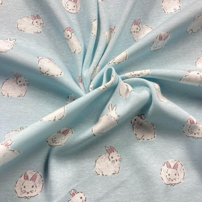 Light blue 1x1 rib knit with rabbits