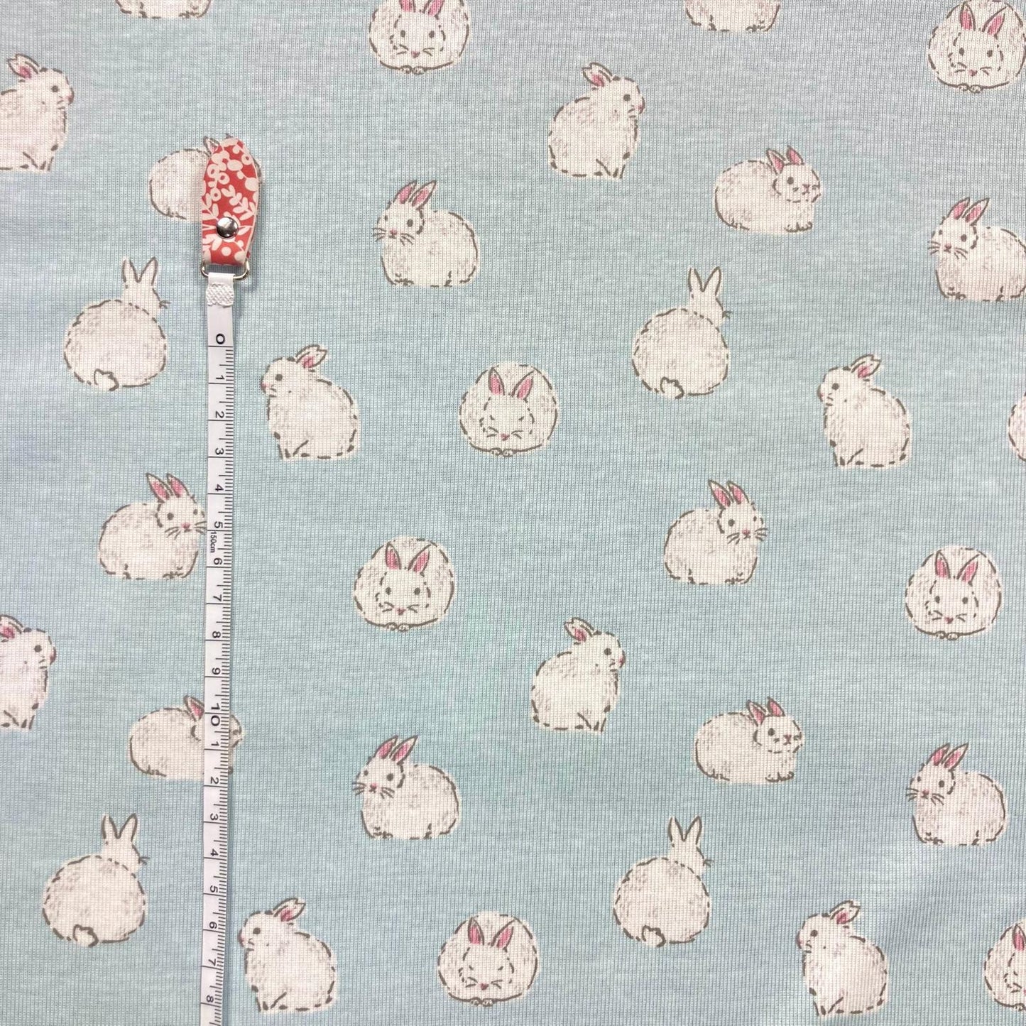 Light blue 1x1 rib knit with rabbits